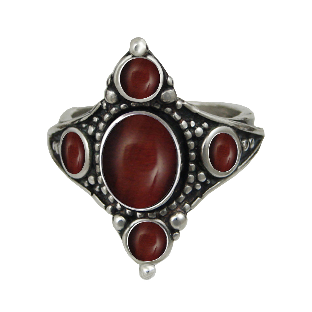 Sterling Silver Renaissance Queen's Ring With Red Tiger Eye Size 12 Sterling Silver Renaissance Queen's Ring With Red Tiger Eye Size 12